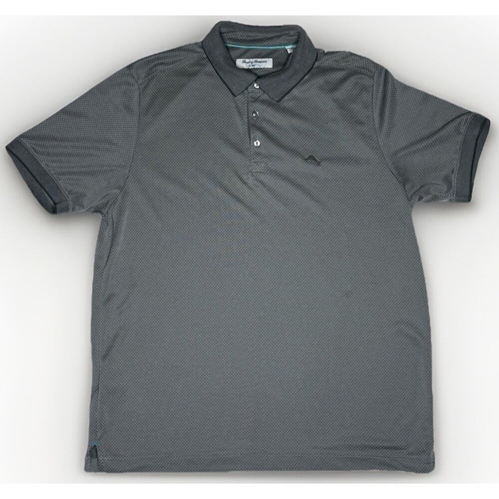 Tommy Bahama Island Zone Mens Large Polo‎ Shirt Gray Casual Golf Embroidered